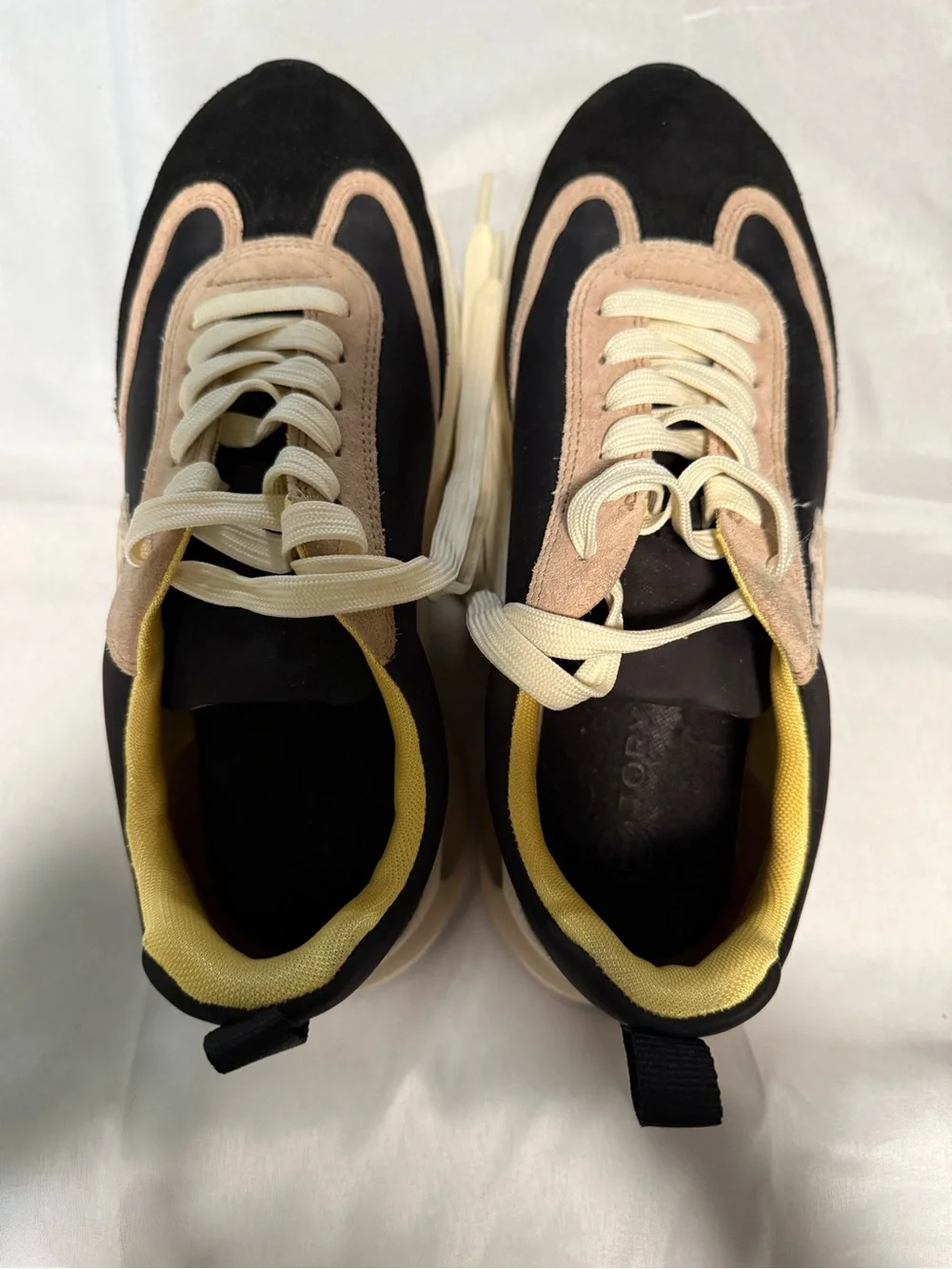 Tory Burch Black and Blush Chunky Lace-Up Sneakers - Like New - Never Worn
